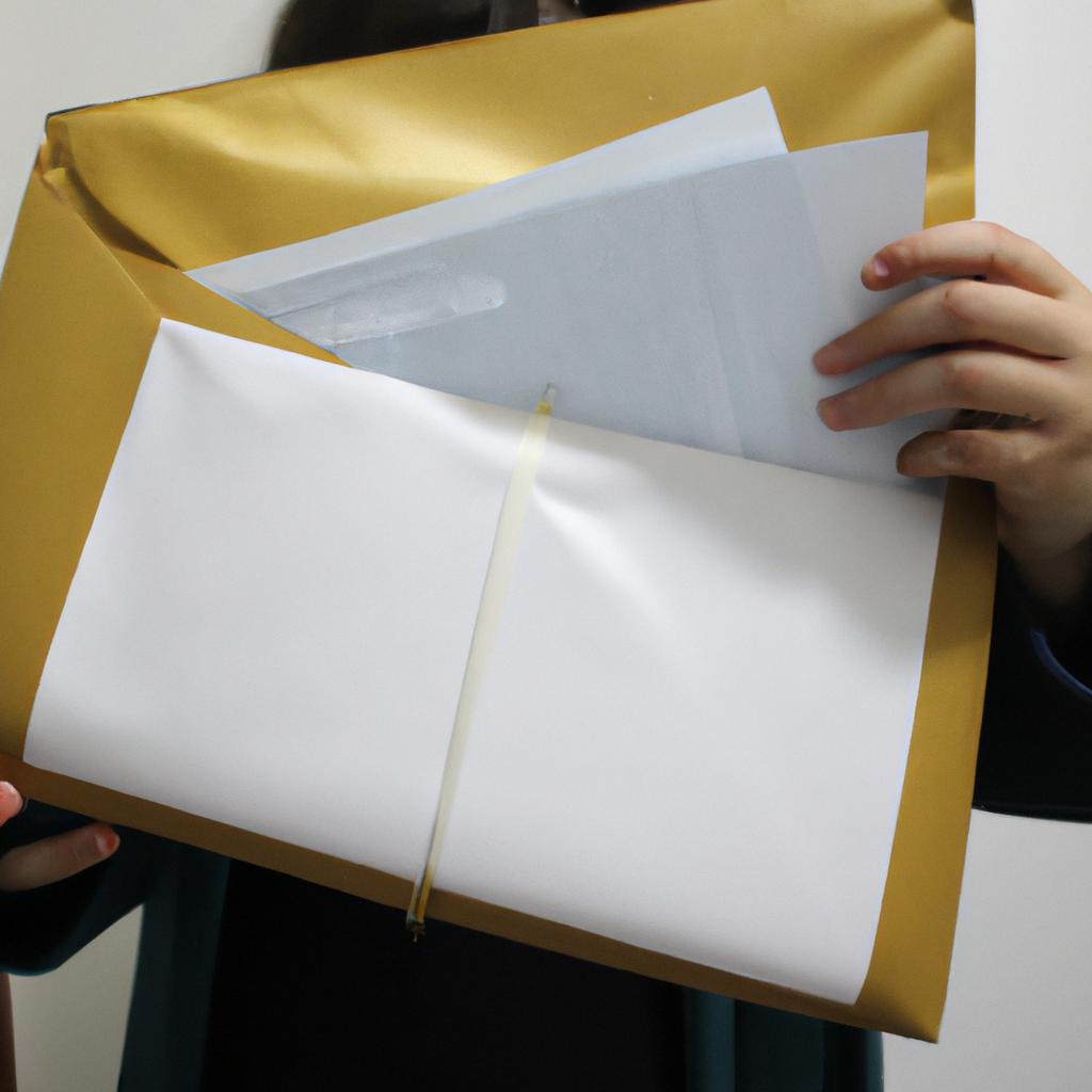 Person holding a sealed envelope