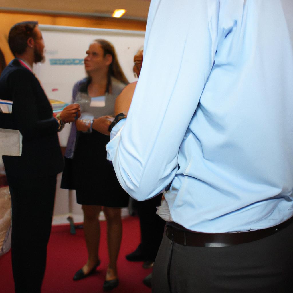 Person networking at a conference